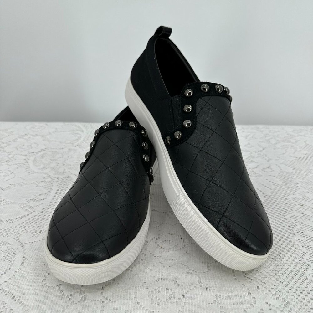 Donald J Pliner, Selene Leather Slip on Sneakers black Size 8.5